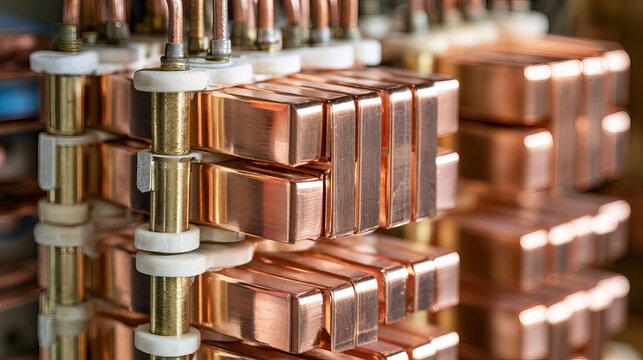 Copper Electrical Busbars Connected With Brass Terminals For Industrial Power Distribution Systems
