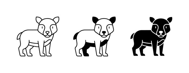 Cute Bear Cub Icons, Vector Set: Outline, Flat Fill, and Silhouette Styles for Wildlife Graphics © Jalal