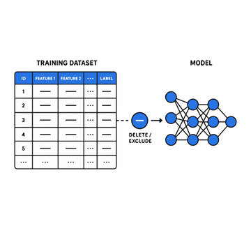 Training dataset row deletion diagram for machine unlearningTraining dataset row deletion diagram for machine unlearning