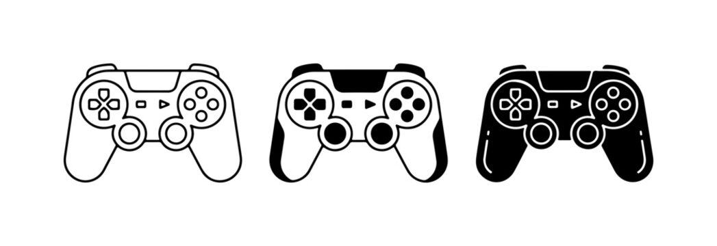Video Game Controllers, Digital Entertainment Input Devices, Gaming Accessories, Vector Icons Set