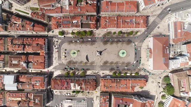 Aerial View Lisbon Historic City Buildings, Portugal