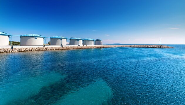 coastal water desalination plant efficiently converting seawater into fresh water along the picturesque shoreline