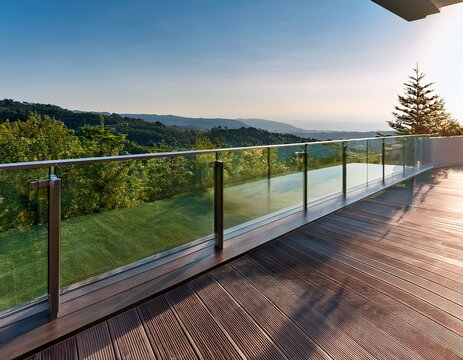 modern glass balustrade a sleek modern glass balustrade design perfect for balconies or decks featuring clear glass panels held by stainless steel posts