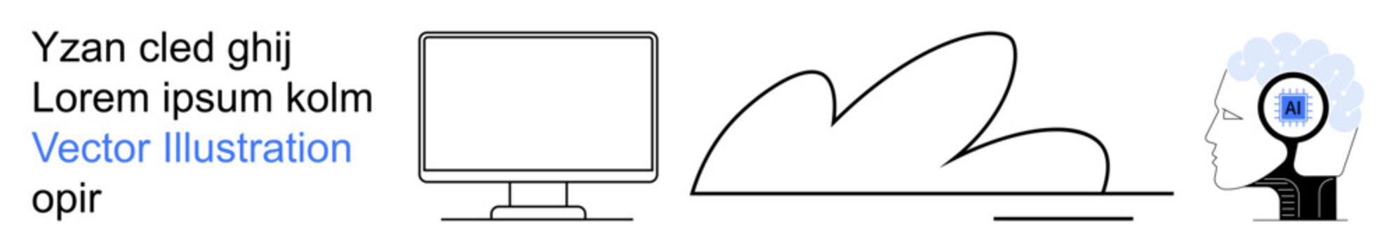 Digital innovation, cloud computing, artificial intelligence, education, technology, data integration. A computer, cloud and human brain interconnected. Digital innovation and cloud computing