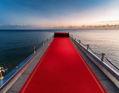 rolling red carpet an inviting perspective of a rolled out red carpet this high angle perspective and clean design give the scene a modern and alluring appeal