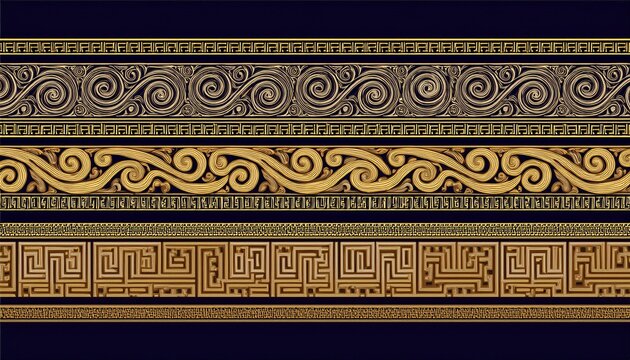 elegant borders waves braids greek key triangles chains flourish designs