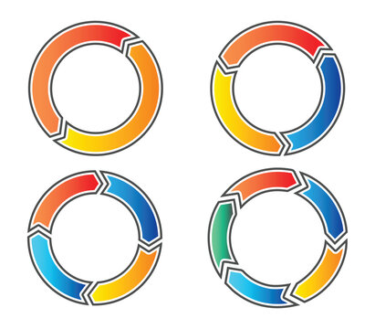 set of colorful abstract circle arrows icon.