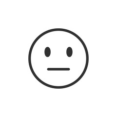 Fototapeta premium Neutral face, linear style icon. Indifferent emotion and neutral feedback. Editable stroke width