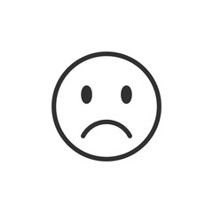 Obraz premium Sad face, linear style icon. Unhappy emotion and negative feedback. Editable stroke width