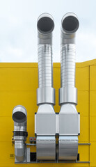 Abstract Industrial Ventilation Pipes On Yellow © Mr Doomits