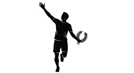 athlete silhouette holding laurel wreath on white background high quality professional