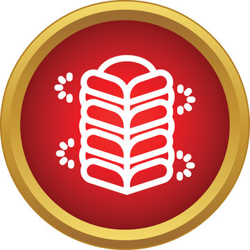 Stacked sycee symbol representing wealth, fortune, and good luck in a red circle