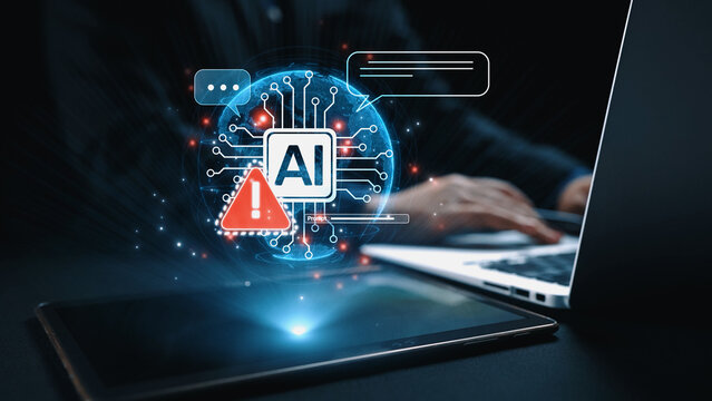AI interface showing prompt error warning and system alert. AI prompt failure can lead to incorrect output or hallucination. Managing AI prompt error is crucial in safe AI deployment. Elide