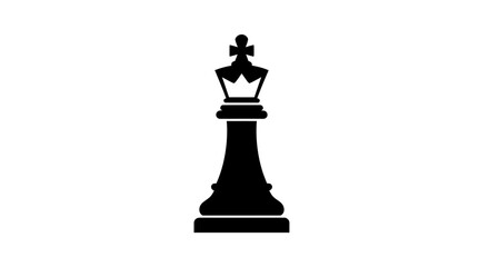 Chess king piece stands tall as a singular symbol of leadership, strategy, and power in this minimalist black and white graphic illustration that is perfect for professional business concepts. © Berkah
