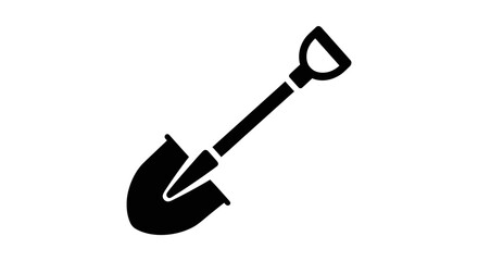 Shovel with a sturdy handle and blade stands as a graphic icon representing construction, gardening, and manual labor. © Berkah