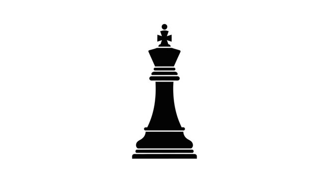 A single black chess king piece stands upright on a plain white background, symbolizing power and strategy.