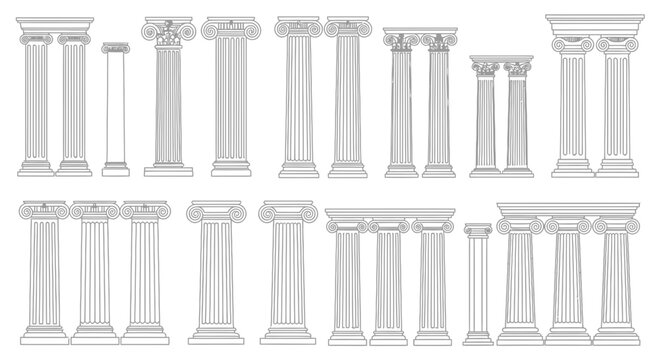 Collection of Ancient Greek and Roman Architectural Columns