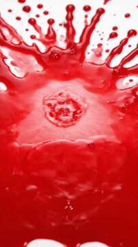 Red splatter on white paper creates unique visual marks for c VSRExport