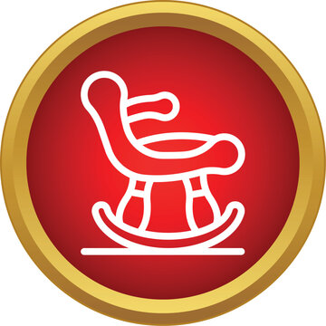 Rocking chair icon on red circle illustrating comfort and nursery relaxation