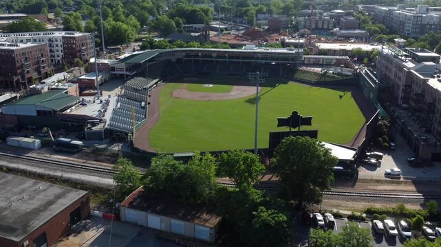 Baseball field in Greenville South Carolina drone shot
