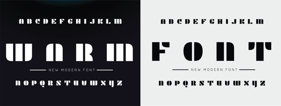 WARM FONT Modern font alphabet from segment line, minimal technology style white letters and numbers, vector illustration 10EPS