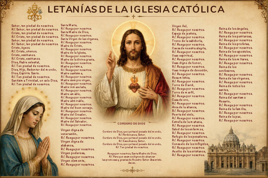 P&oacute;ster Religioso Vintage en 4K con Oraciones y Arte Sacro