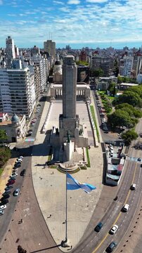 Aerial view of the national flag memorial in rosario argentina
