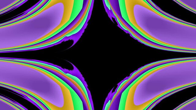 Elegant blooming symmetry abstract loop with lavender gold green smooth motion