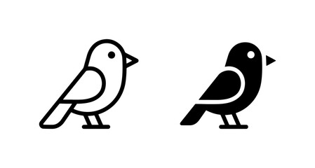 Minimalist Bird Icons, Simple Outline and Solid Silhouette Vector Graphics, Charming Avian Symbols for Nature and Wildlife Designs © Samia