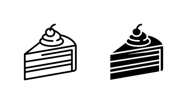 Simple Cake Slice Icons, Dessert Vector Graphics, Sweet Treat Illustrations, Food Symbols for Menus and Recipes
