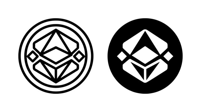 Ethereum Cryptocurrency Logo Icons, Digital Coin Symbol, Blockchain Technology, Crypto Asset, Financial Technology, Vector Art