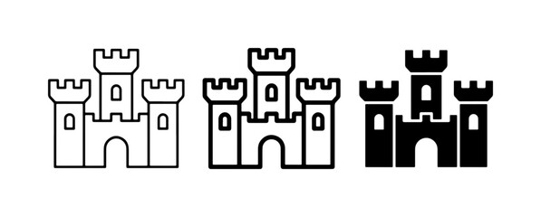 Castle Icons Set, Medieval Fortress Symbols, Royal Palace Graphics, Fantasy Architecture Vector Art © Tanvir