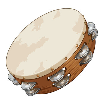 wooden tambourine hand drum with metal jingles