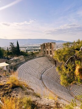 Acropolis Theatre of Dionysus Eleuthereus historical site in Athens, Greece