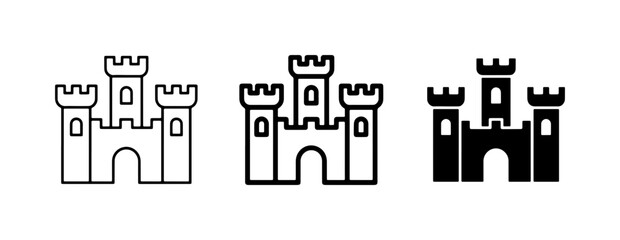 Castle Icons Set, Medieval Fortress Symbols, Royal Palace Graphics, Fantasy Architecture Vector Collection © Shariful