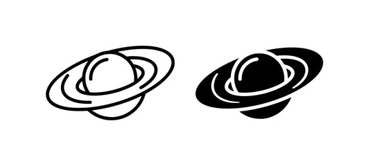 Saturn Planet Icons, Space Celestial Body Graphics, Cosmic Orbit Symbols, Astronomical Illustration, Vector Art Set © Sultana