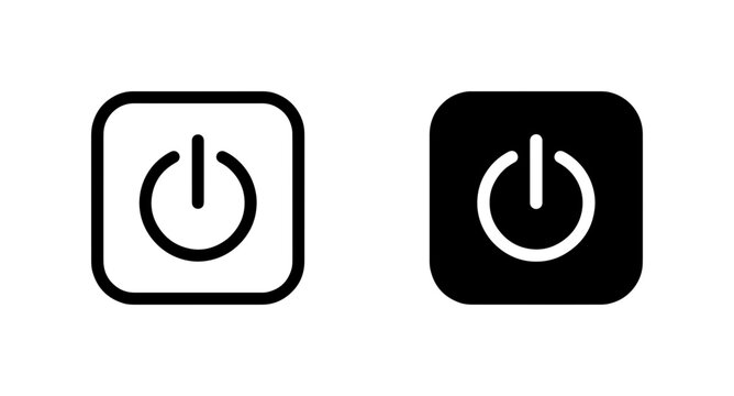 Power Button Icons, Start Stop Symbols, On Off Controls, Vector Graphics for Digital Interfaces and User Experience Design