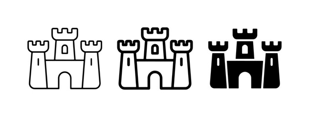 Castle Icons Set, Medieval Fortress Vector Graphics, Royal Palace Symbols, Fantasy Architecture Illustrations © Sultana