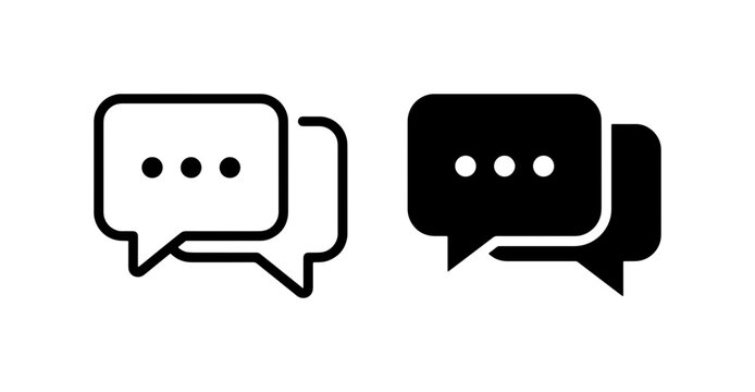 Speech Bubbles Icons, Communication Symbols, Dialogue Messages, Chat Notification Vector Set
