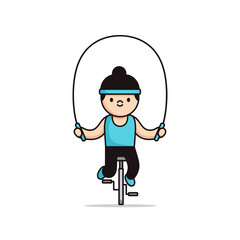 Cute Cartoon Character Jumping Rope on Bicycle © atha_lintar