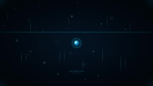 Futuristic data stream interface with glowing blue orb and active network signal display
