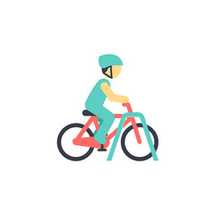 Fototapeta premium Flat design cyclist with helmet on bicycle, vector illustration