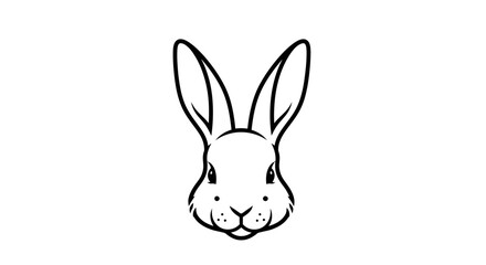 Obraz premium Cute Rabbit Face Outline, Simple Vector Illustration, Black and White
