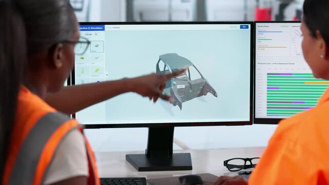 Engineer Carefully Analyzing 3D Structural Simulation Data