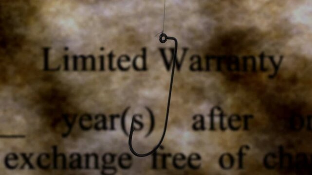 Fishing Hook Over Limited Warranty Text Concept