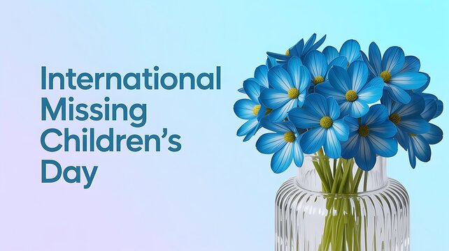 International missing children's day blue flowers