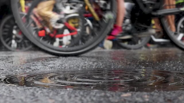 Naked Bike Ride in the rain in Portland Oregon
