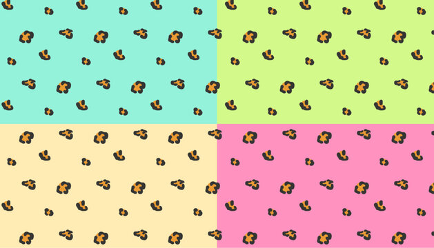 Jaguar skin seamless pattern background pack graphic illustration element. Vibrant pop art, seamless leopard and jaguar fur texture for textile and fabric printing.