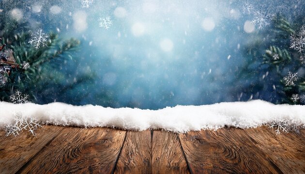 Weihnachten Banner Holz Hintergrund Mit Schnee