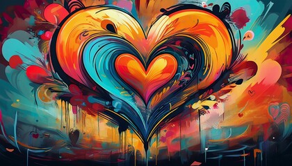 Obraz premium abstract street art grafitti background heart background genertive ai